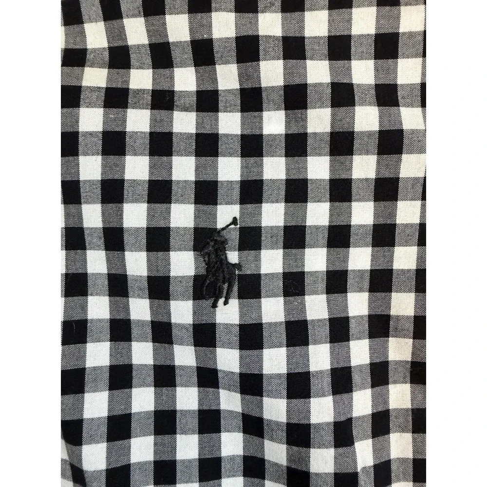 Ralph Lauren Black & White Checkered Boy's LS Dress Shirt, Slim Fit M